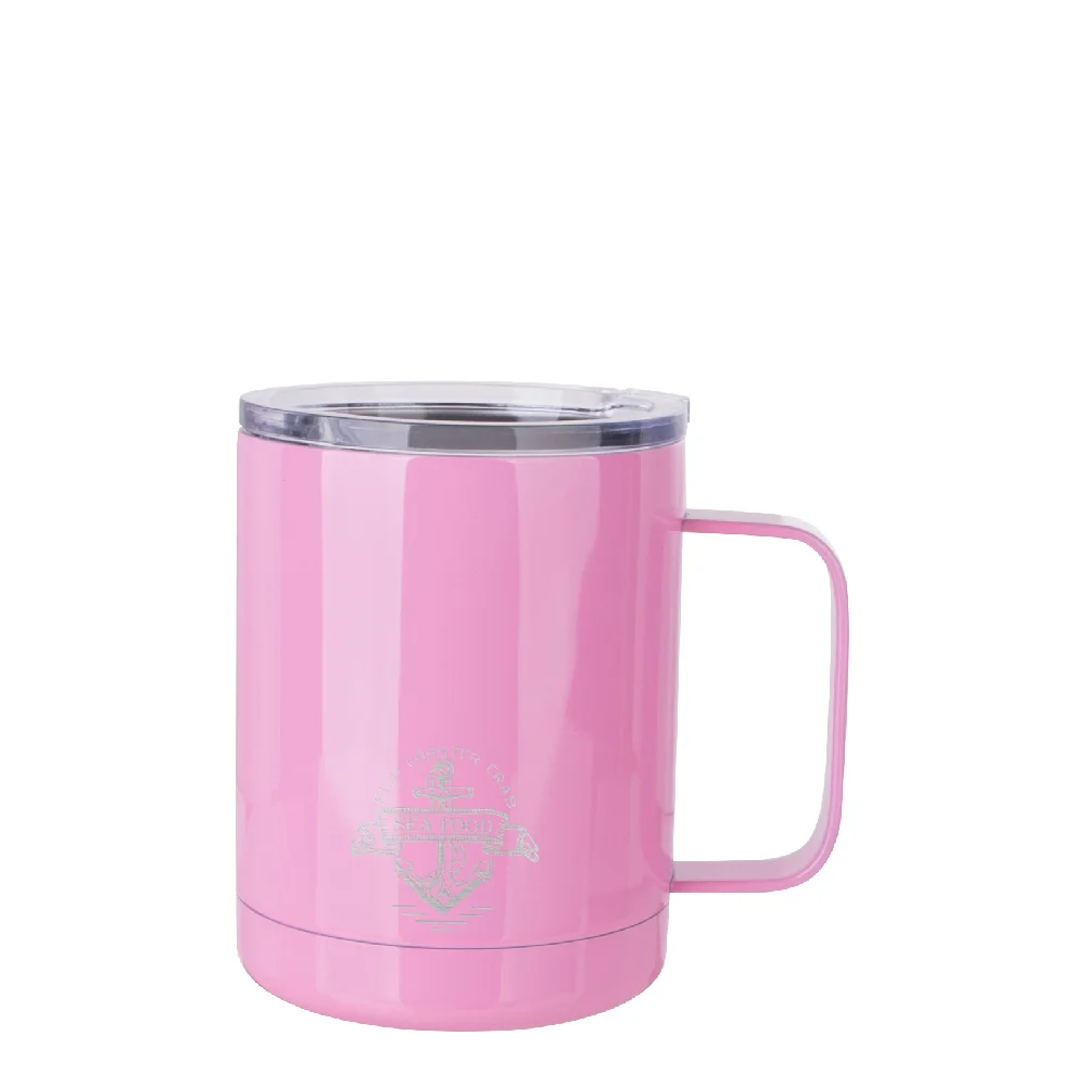10oz Sublimation Insulated Stainless Steel Coffee Mug with Handle (Pink) thumbnail 4