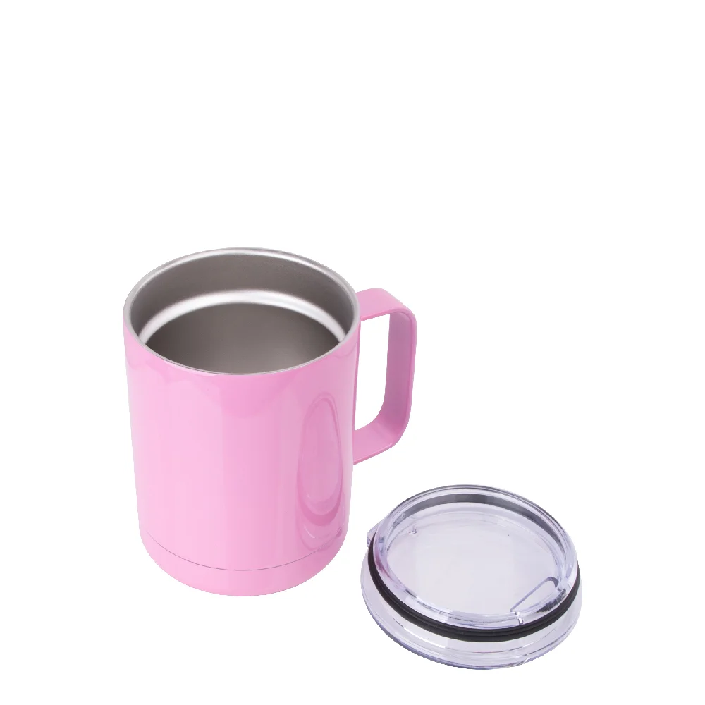 10oz Sublimation Insulated Stainless Steel Coffee Mug with Handle (Pink) thumbnail 5