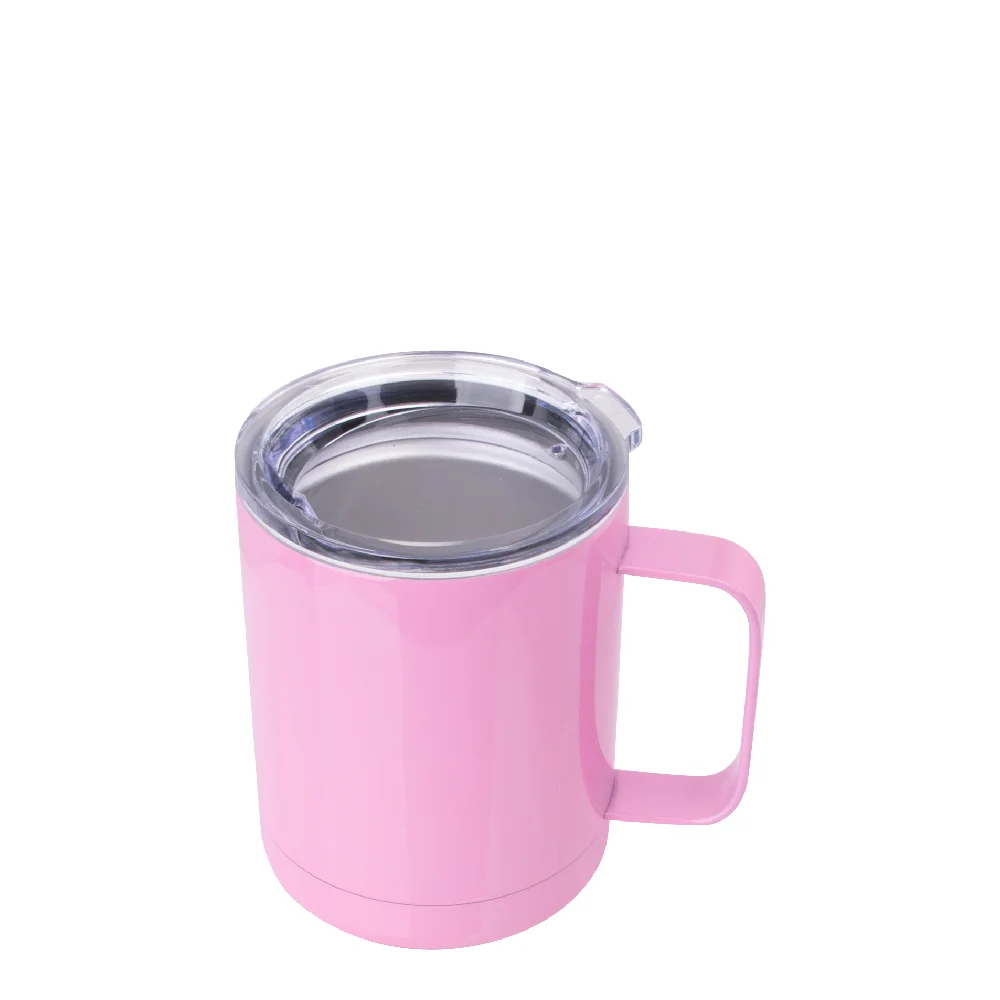 10oz Sublimation Insulated Stainless Steel Coffee Mug with Handle (Pink) thumbnail 6