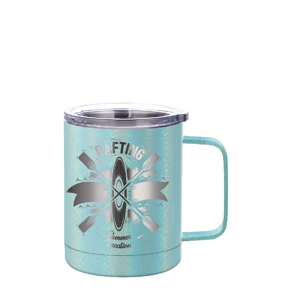 10oz Sublimation Insulated Stainless Steel Coffee Mug with Handle (Rainblow Glitter Mint Green) thumbnail 3