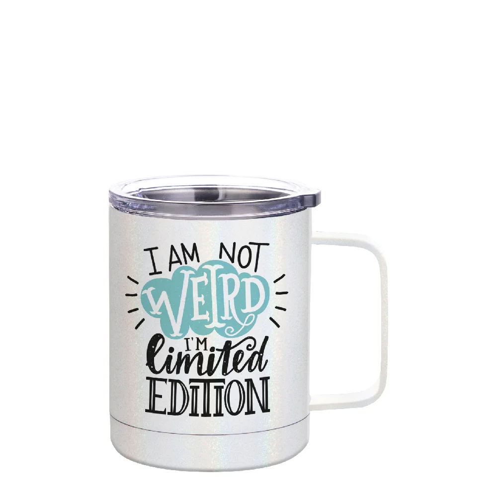 10oz Sublimation Insulated Stainless Steel Coffee Mug with Handle (Rainblow Glitter White) thumbnail 2