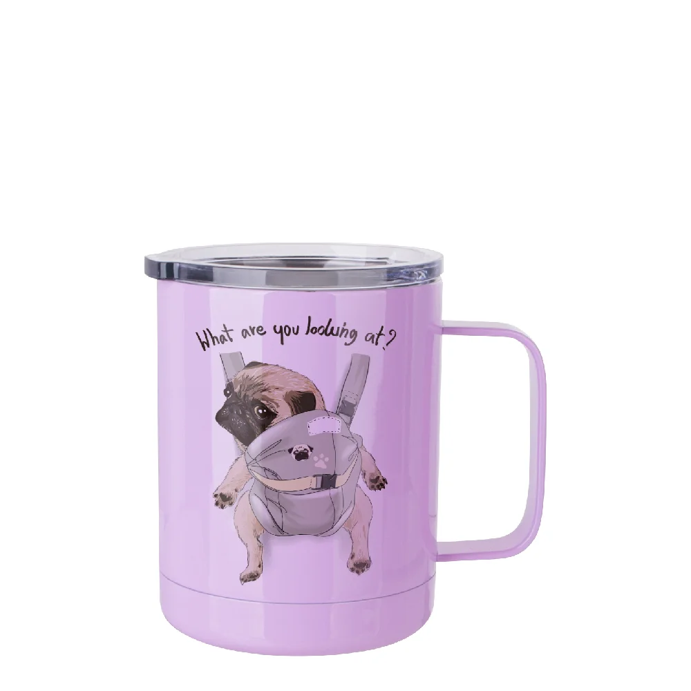 10oz Sublimation Insulated Stainless Steel Coffee Mug with Handle (Purple) thumbnail 2