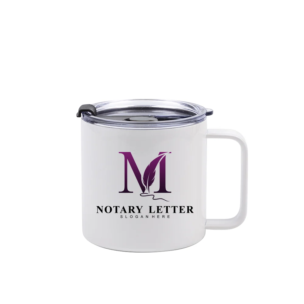 14oz Sublimation Insulated Stainless Steel Coffee Mug with Handle (White) thumbnail 4