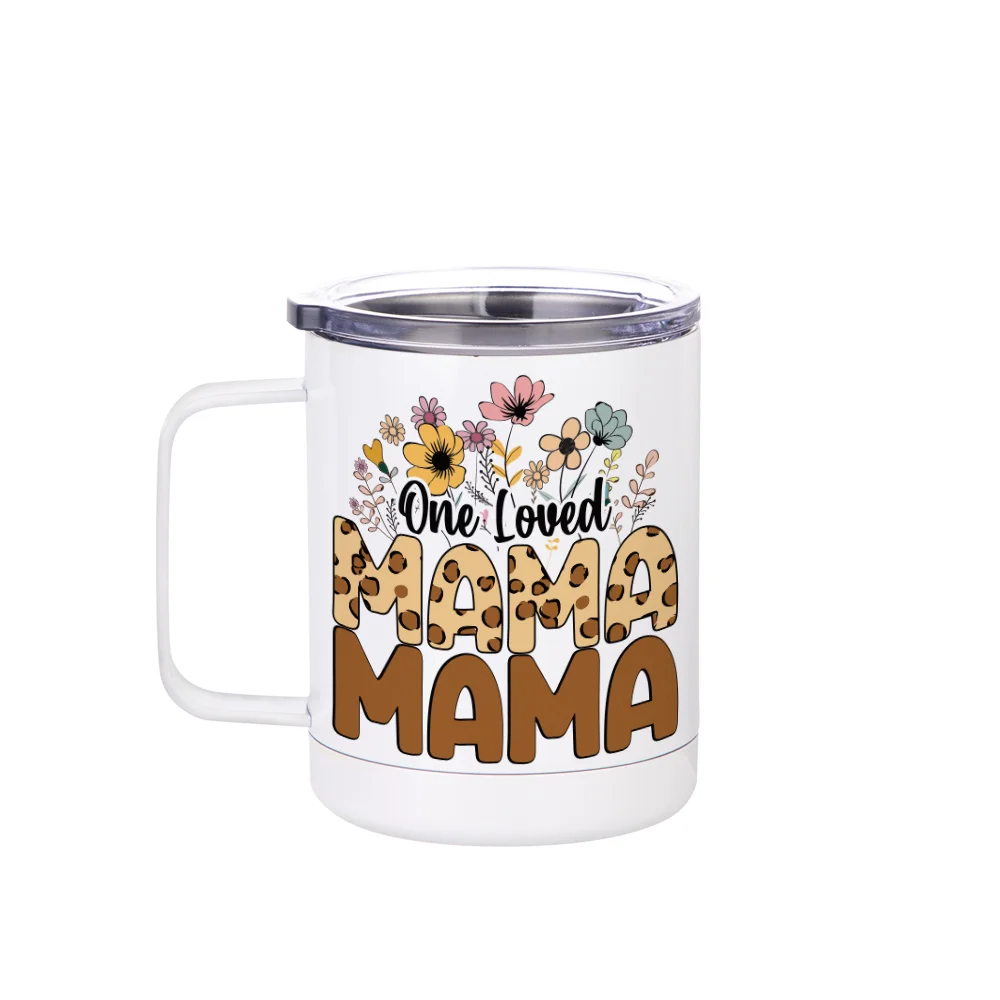 10oz Sublimation Insulated Stainless Steel Coffee Mug with Handle (White) thumbnail 2