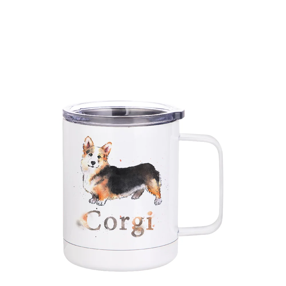 10oz Sublimation Insulated Stainless Steel Coffee Mug with Handle (White) thumbnail 3