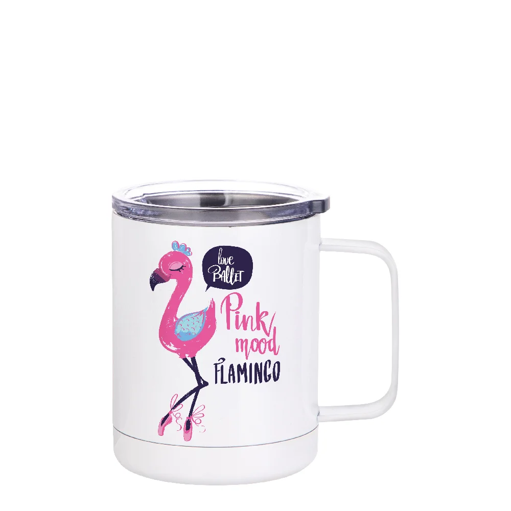 10oz Sublimation Insulated Stainless Steel Coffee Mug with Handle (White) thumbnail 4