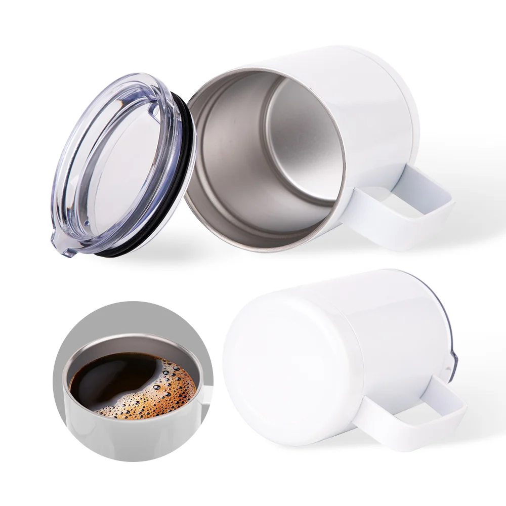 10oz Sublimation Insulated Stainless Steel Coffee Mug with Handle (White) thumbnail 9