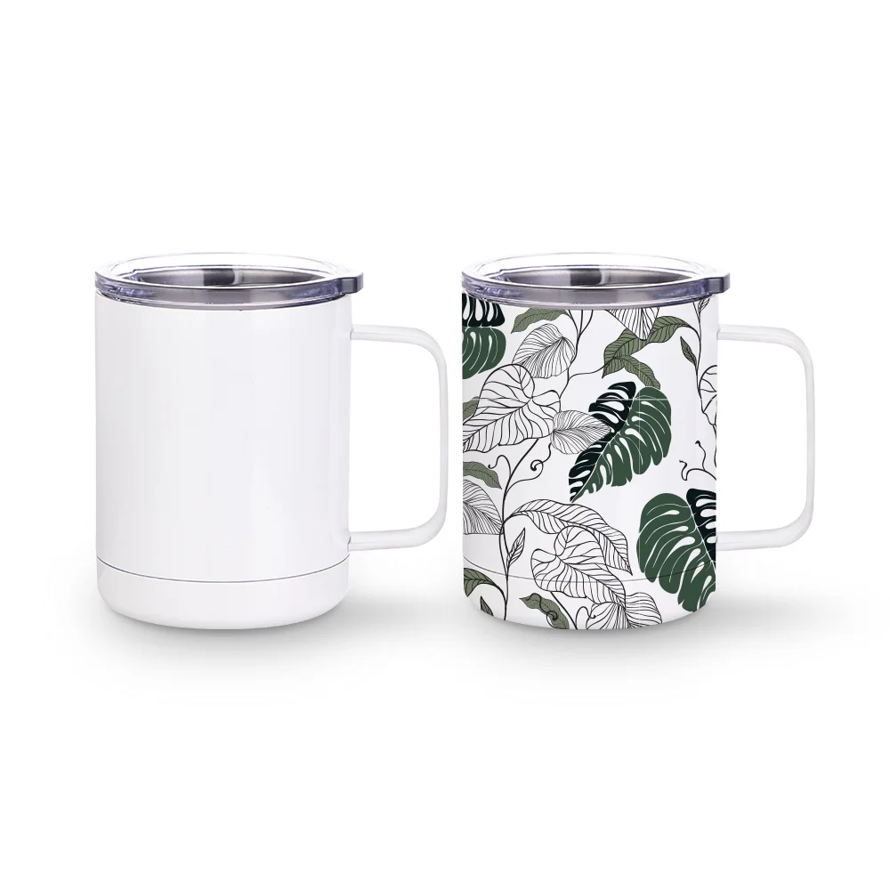 10oz Sublimation Insulated Stainless Steel Coffee Mug with Handle (White) thumbnail 10