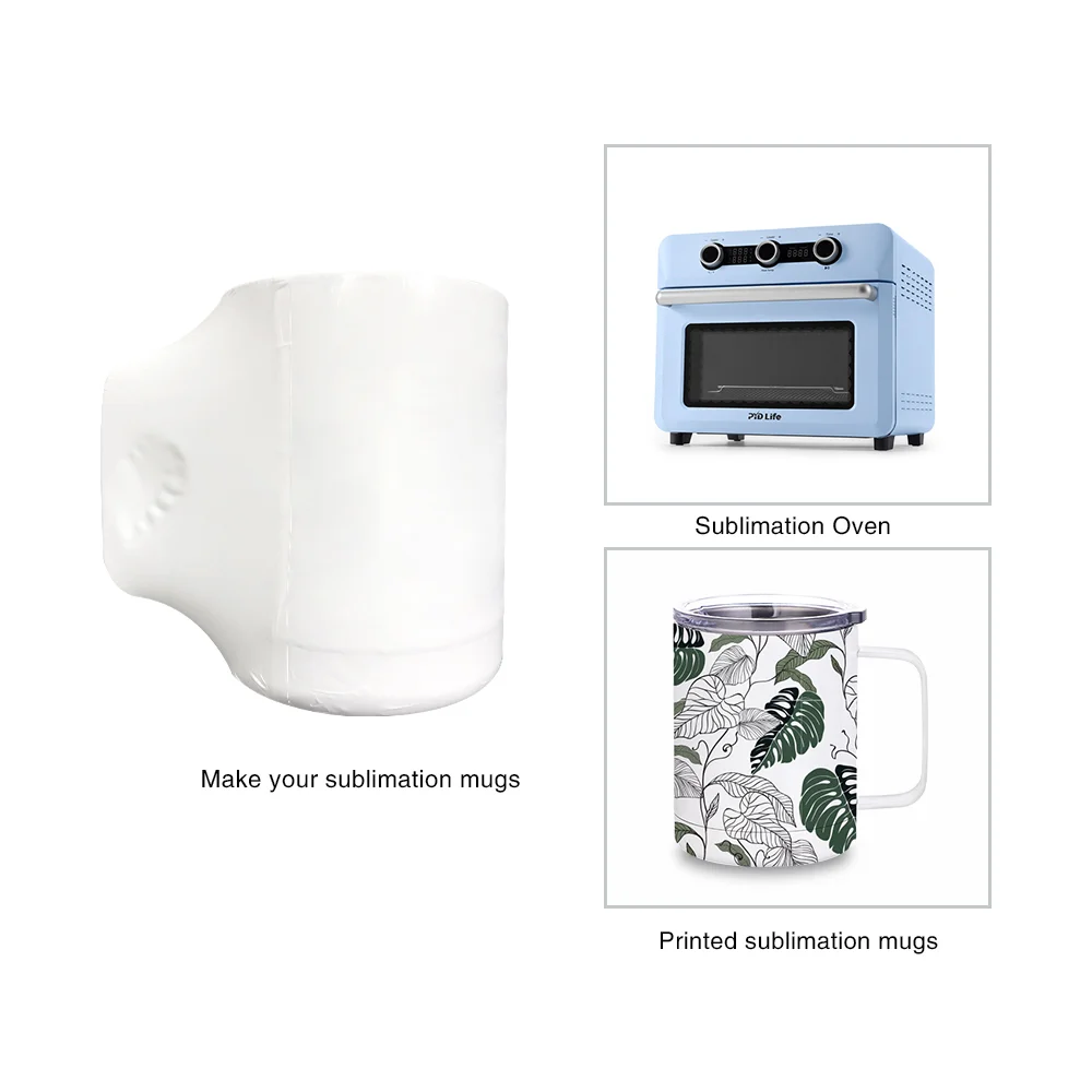 10oz Sublimation Insulated Stainless Steel Coffee Mug with Handle (White) thumbnail 11