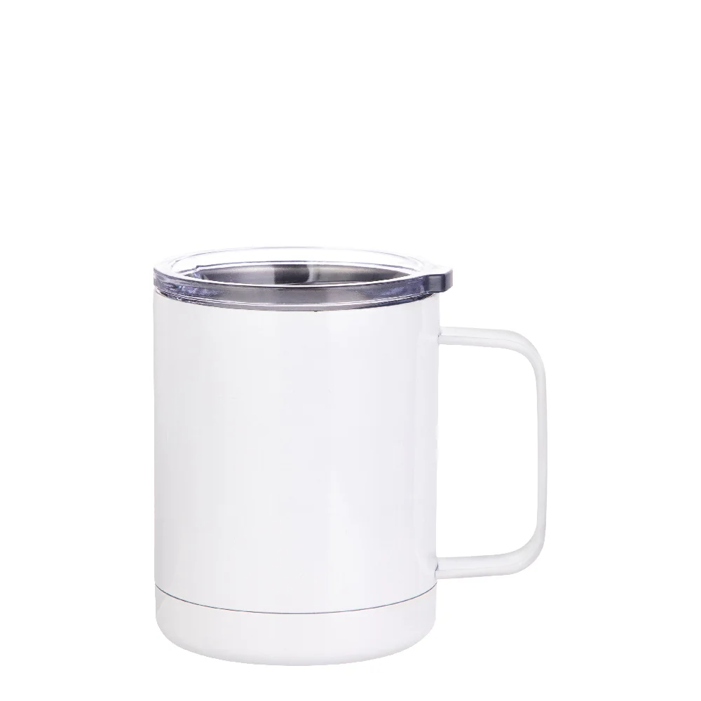 10oz Sublimation Insulated Stainless Steel Coffee Mug with Handle (White) thumbnail 1