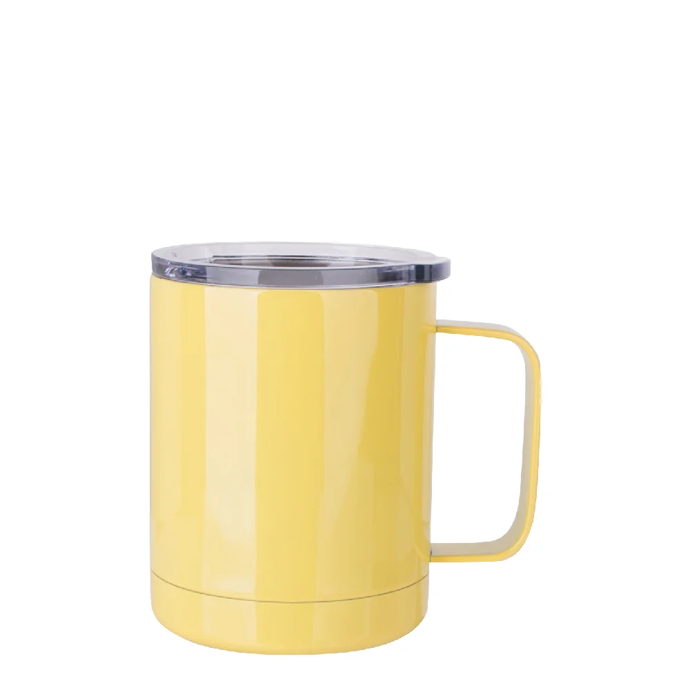 10oz Sublimation Insulated Stainless Steel Coffee Mug with Handle (Yellow) thumbnail 1