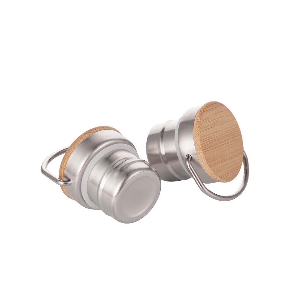 12oz/350ml Portable Bamboo Lid Stainless Steel Bottle(White) thumbnail 3