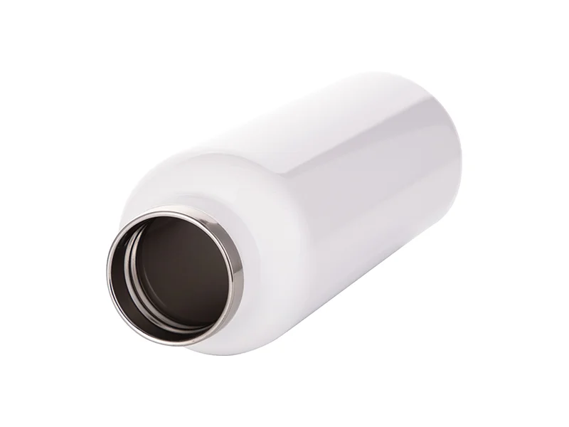 17oz 500ml Insulated Stainless Steel Water Bottle with Bamboo Lid (White) thumbnail 4
