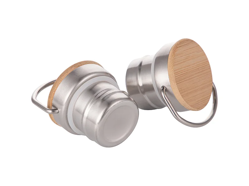 17oz 500ml Insulated Stainless Steel Water Bottle with Bamboo Lid (White) thumbnail 6