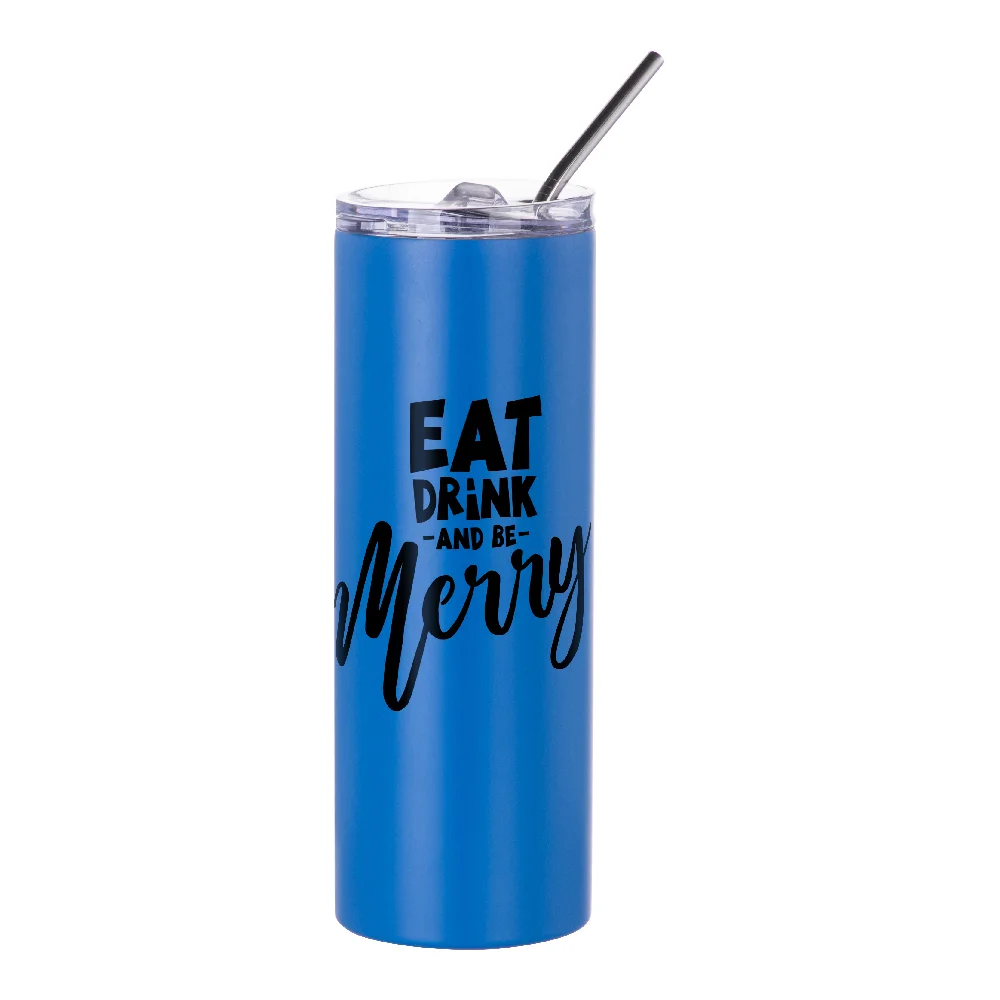 20oz Stainless Steel Sublimation Skinny Tumbler with Straw (Matt  Silver) thumbnail 2
