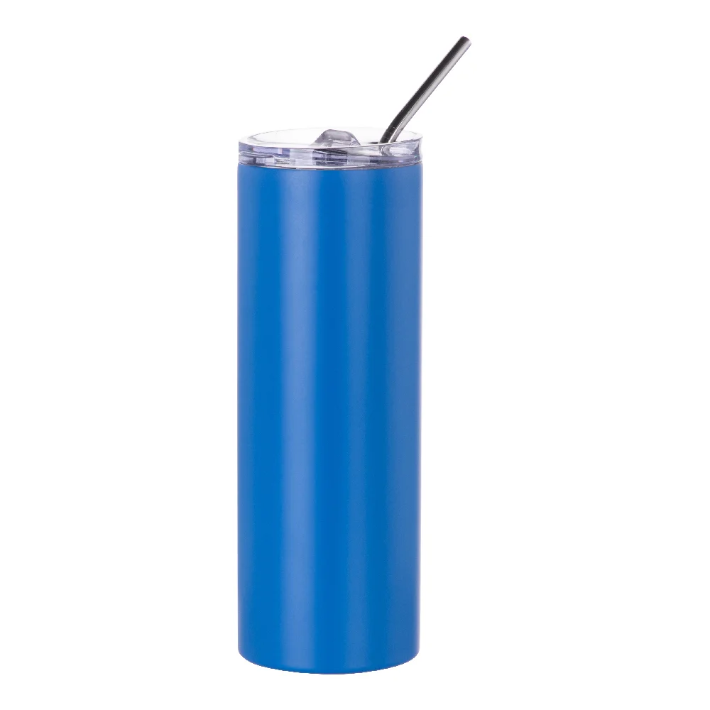 20oz Stainless Steel Sublimation Skinny Tumbler with Straw (Matt  Silver) thumbnail 3