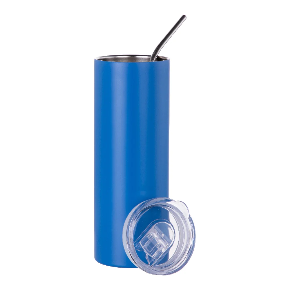 20oz Stainless Steel Sublimation Skinny Tumbler with Straw (Matt  Silver) thumbnail 6