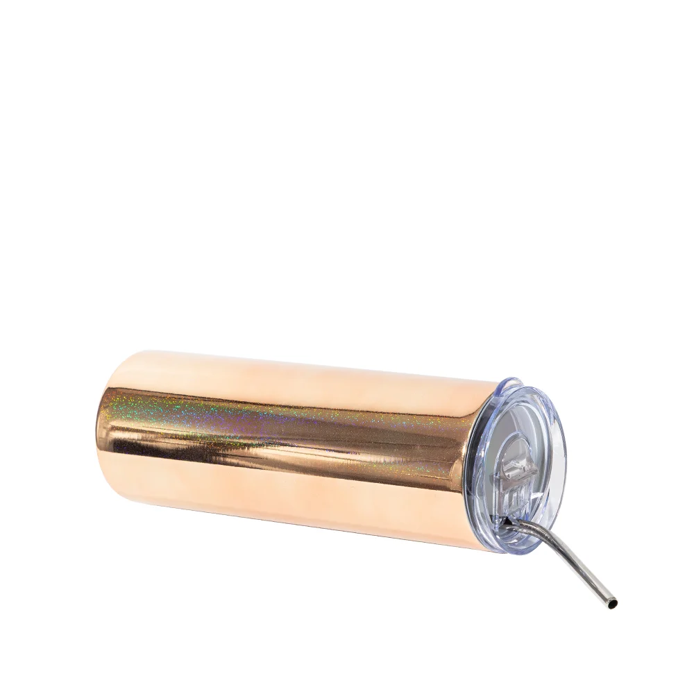 20OZ 600ml Stainless Steel Sublimation Metallic Plated Glitter Skinny Tumbler (Gold) thumbnail 3