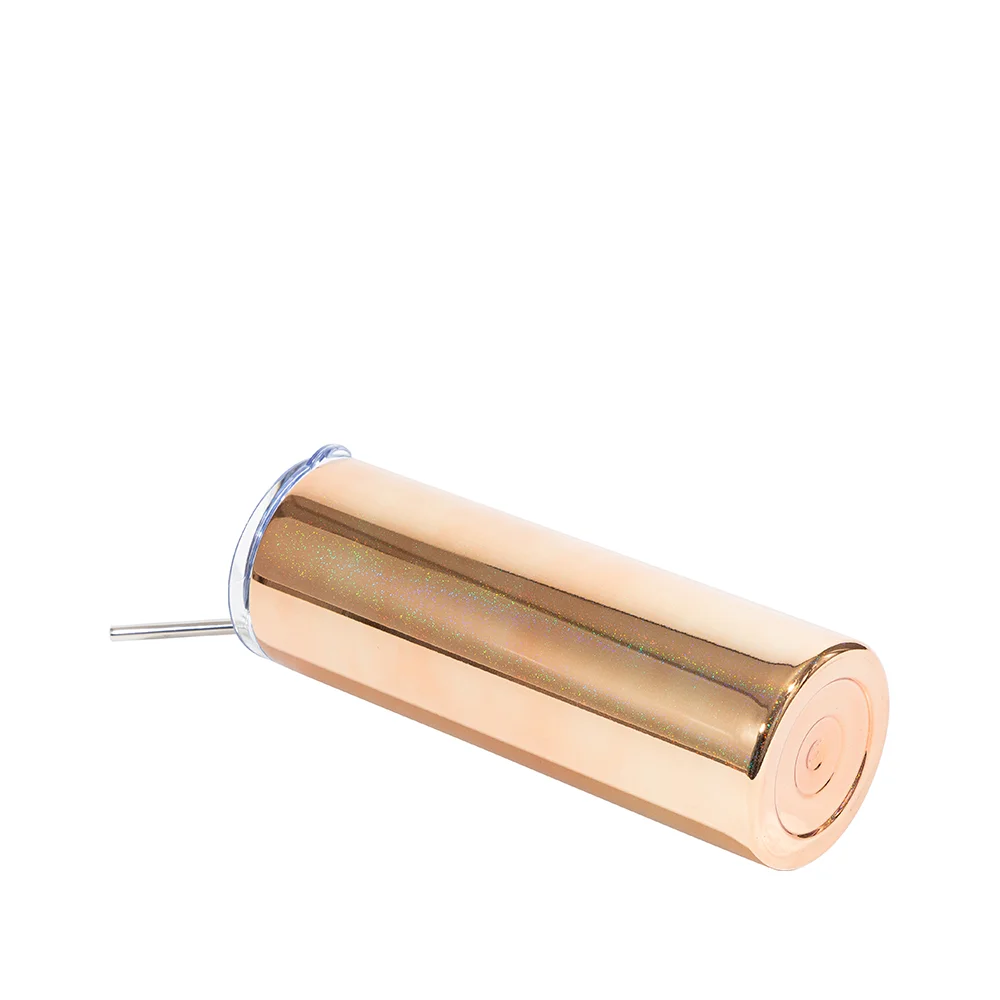 20OZ 600ml Stainless Steel Sublimation Metallic Plated Glitter Skinny Tumbler (Gold) thumbnail 4