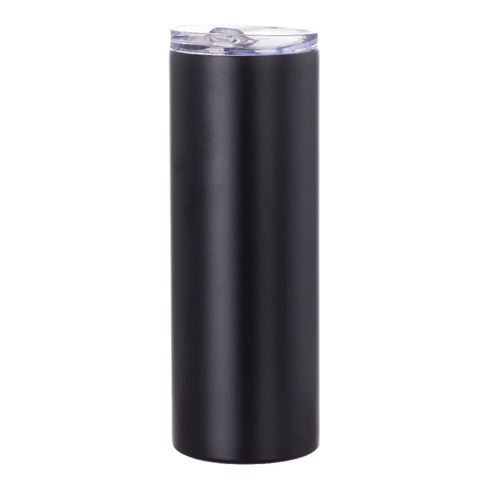 20oz Stainless Steel Sublimation Skinny Tumbler with Straw (Matt Black) thumbnail 1