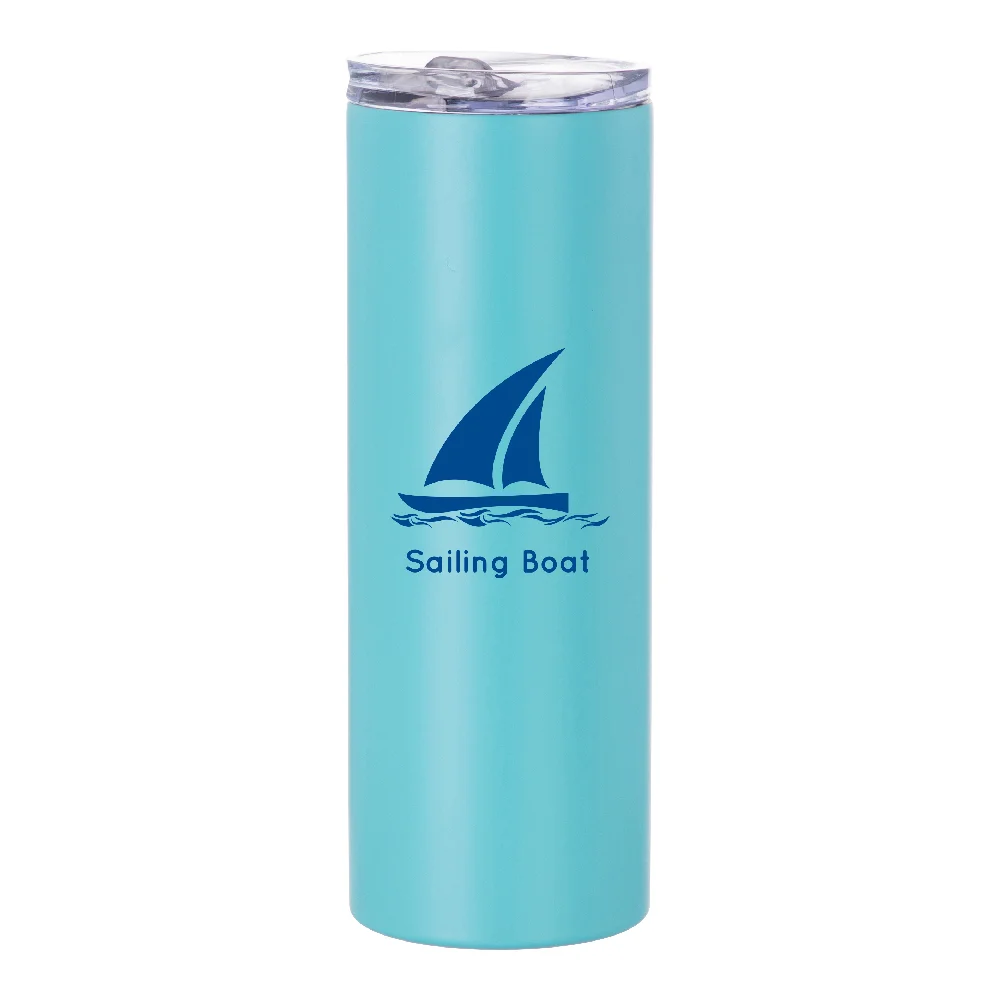 20oz Stainless Steel Sublimation Skinny Tumbler with Straw (Matt Mint Green) thumbnail 4
