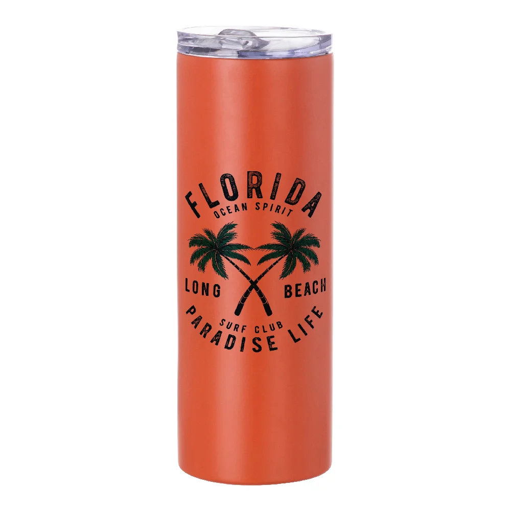 20oz Stainless Steel Sublimation Skinny Tumbler with Straw (Matt Orange) thumbnail 2