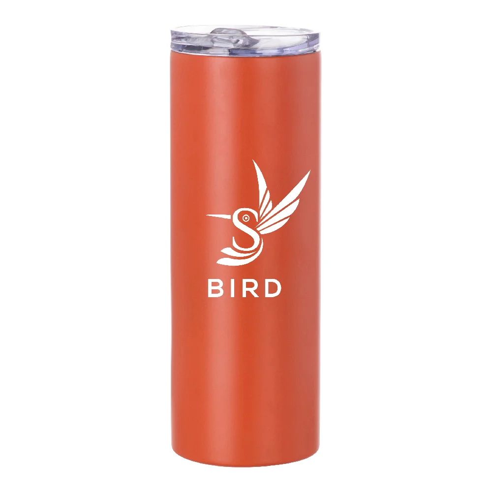 20oz Stainless Steel Sublimation Skinny Tumbler with Straw (Matt Orange) thumbnail 3