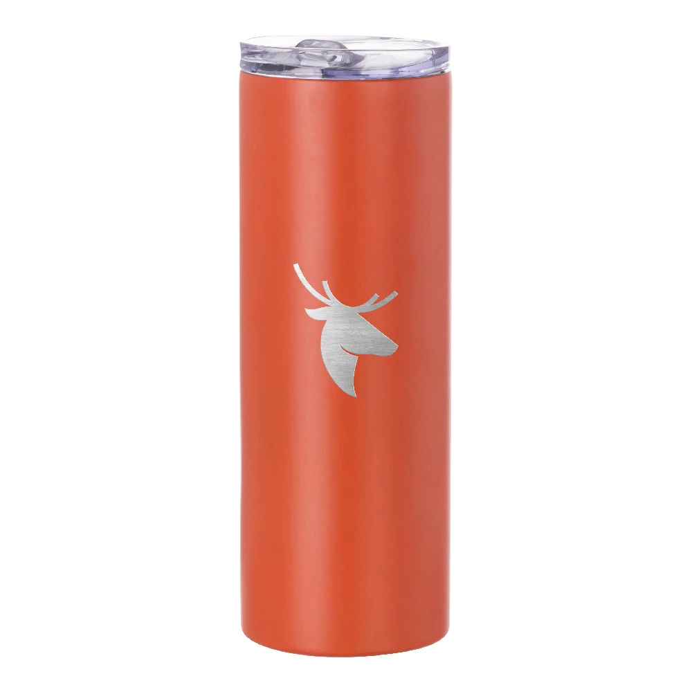 20oz Stainless Steel Sublimation Skinny Tumbler with Straw (Matt Orange) thumbnail 4