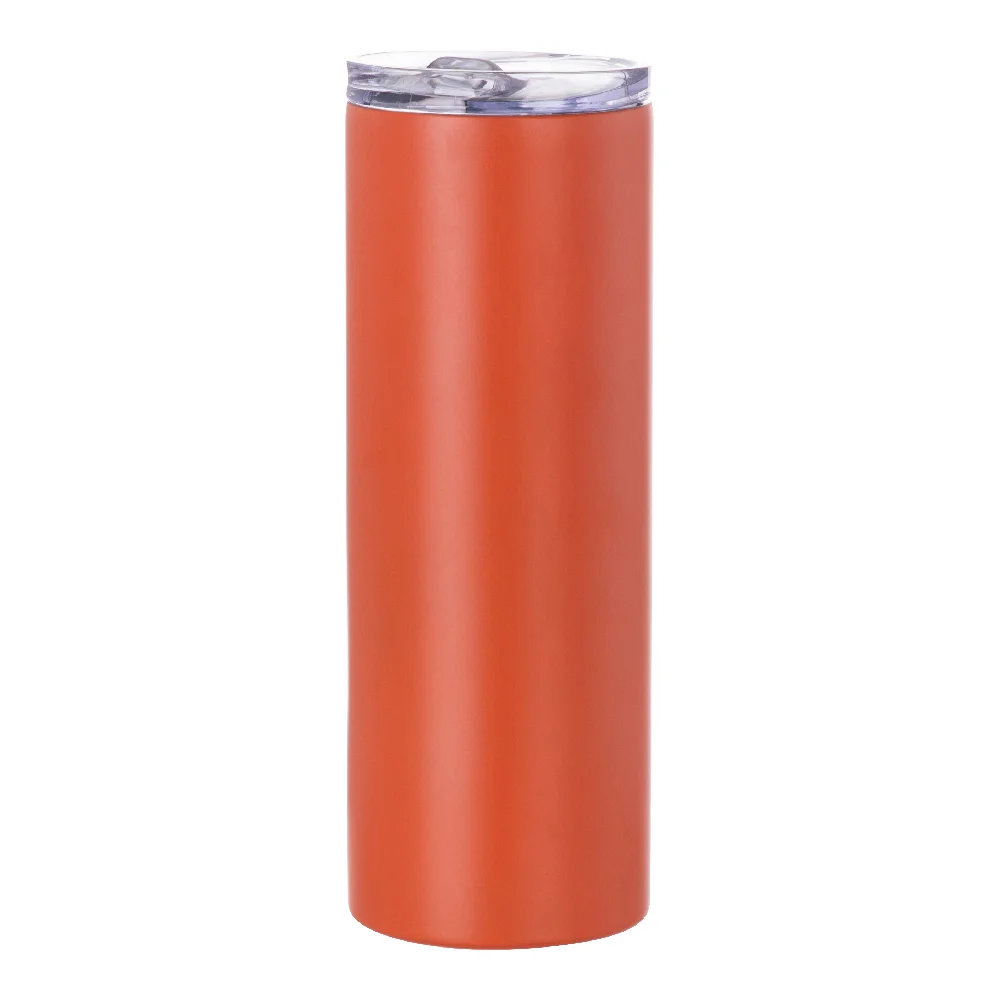 20oz Stainless Steel Sublimation Skinny Tumbler with Straw (Matt Orange) thumbnail 1