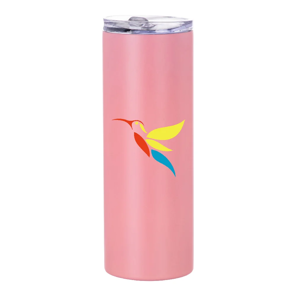 20oz Stainless Steel Sublimation Skinny Tumbler with Straw (Matt Pink) thumbnail 6