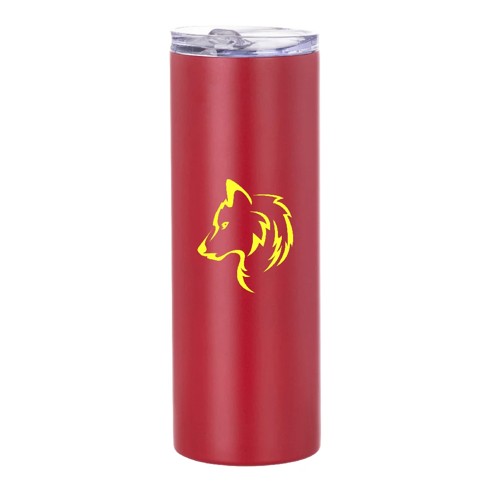 20oz Stainless Steel Sublimation Skinny Tumbler with Straw (Matt Red) thumbnail 6