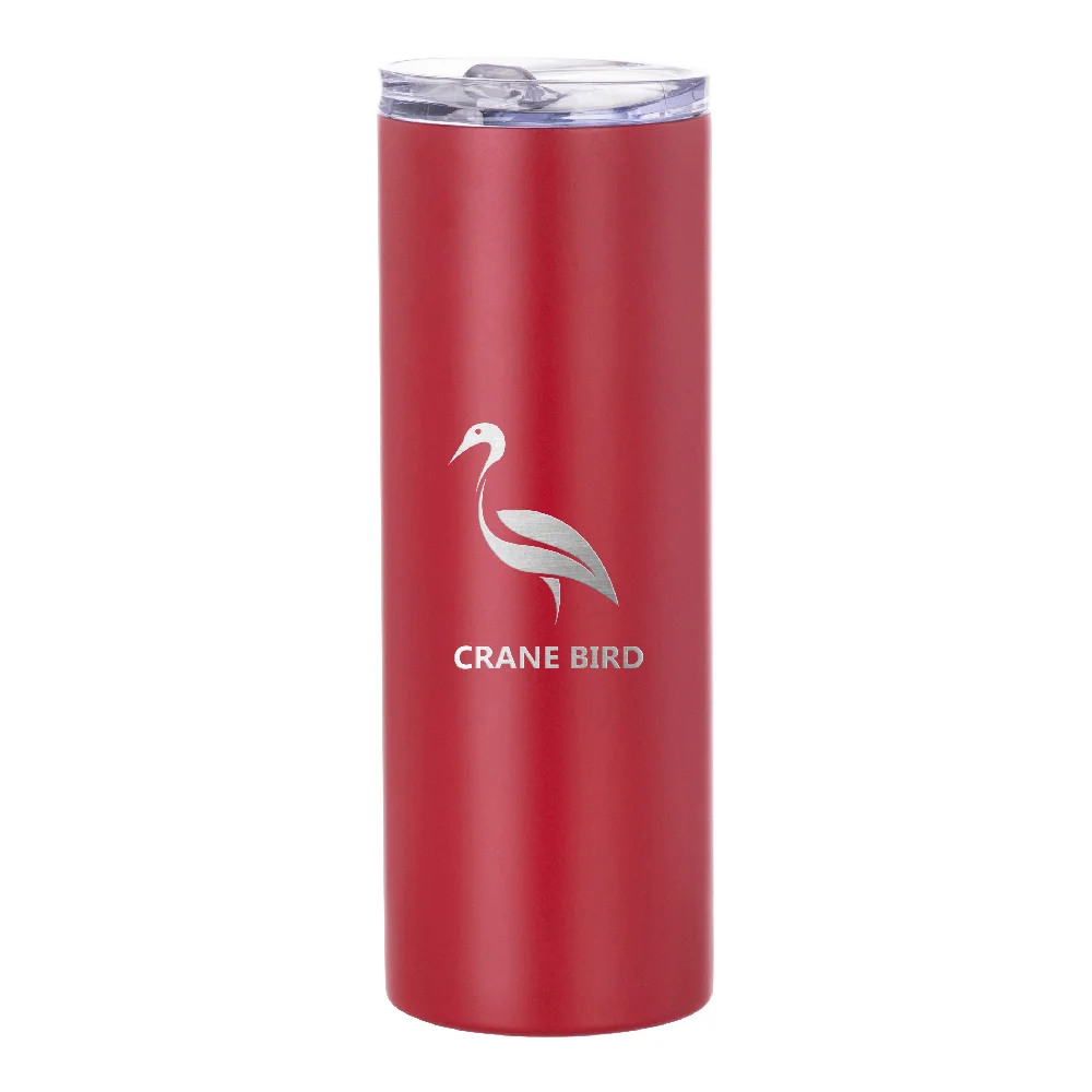 20oz Stainless Steel Sublimation Skinny Tumbler with Straw (Matt Red) thumbnail 7