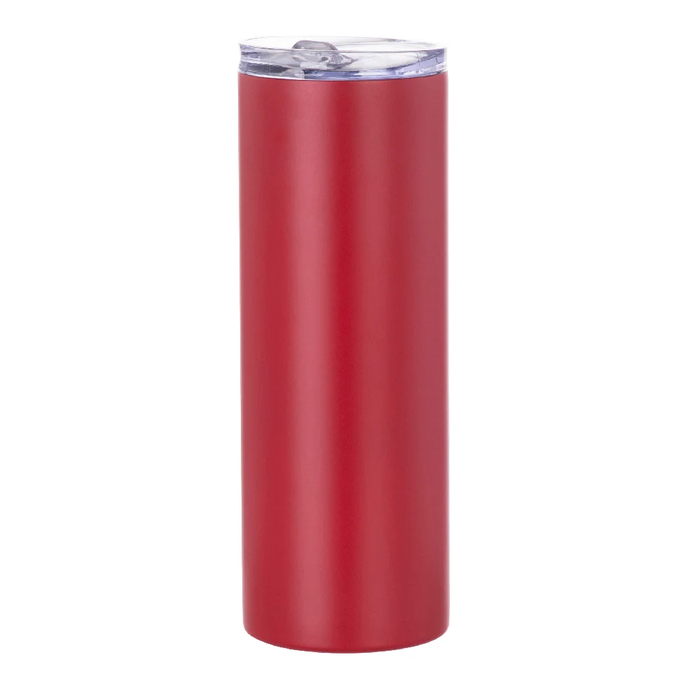 20oz Stainless Steel Sublimation Skinny Tumbler with Straw (Matt Red) thumbnail 1