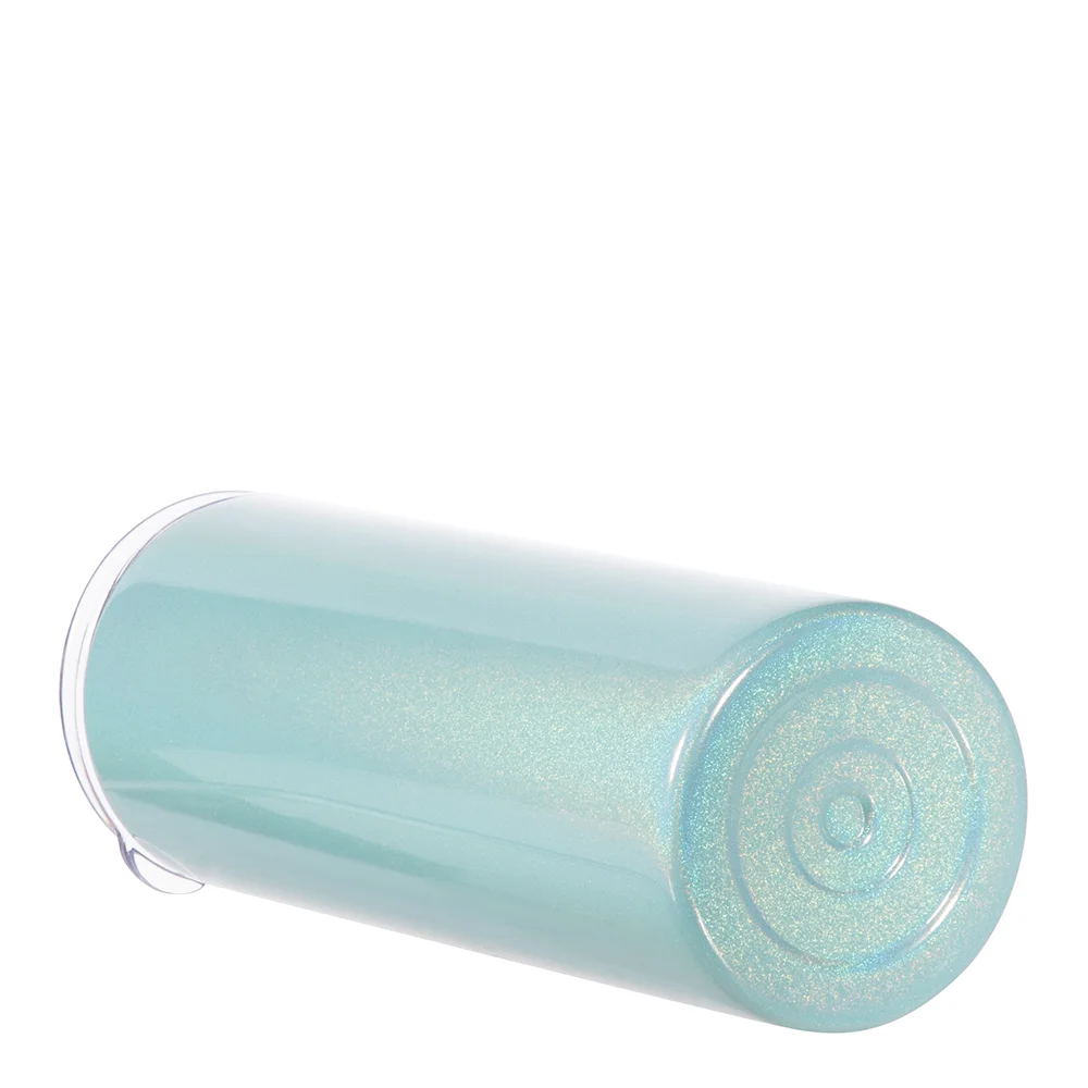 20oz Rainbow Glitter Skinny Tumbler with Straw (Light Blue) thumbnail 5