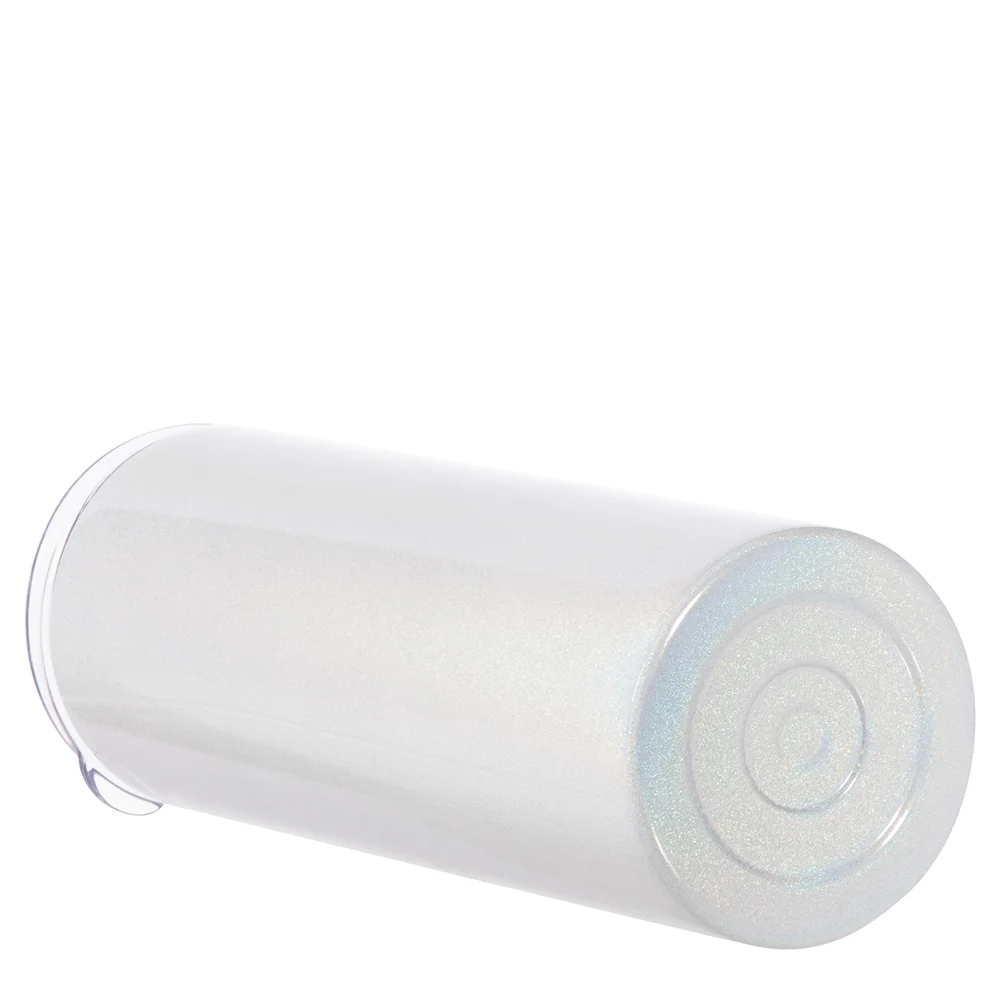 20oz Rainbow Glitter Skinny Tumbler with Straw (White) thumbnail 5