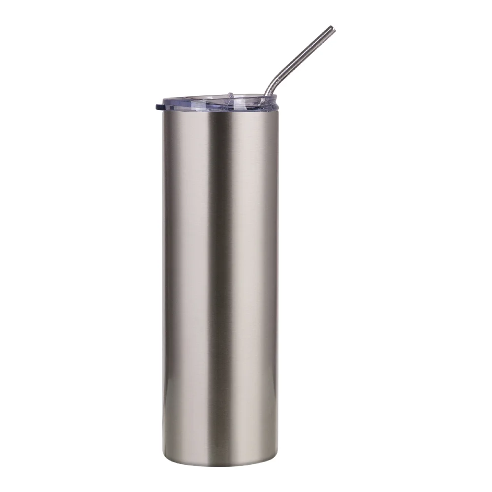 30OZ 900ml Stainless Steel Sublimation Skinny Tumbler with Straw (Glossy Silver) thumbnail 1