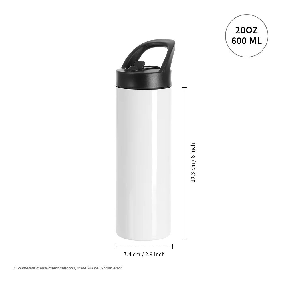 20OZ 600ml Stainless Steel Skinny Tumbler with Black Portable Straw Lid (Glossy White) thumbnail 5