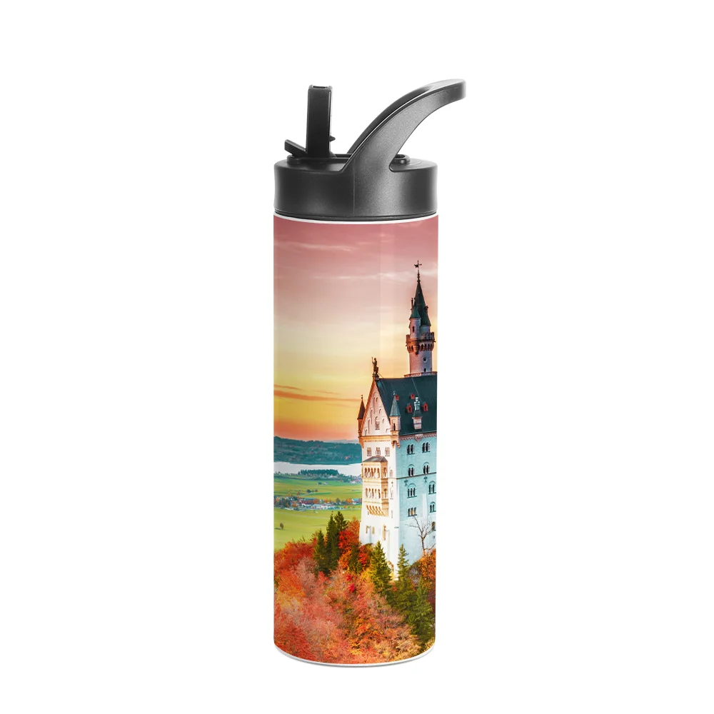 20OZ 600ml Stainless Steel Skinny Tumbler with Black Portable Straw Lid (Glossy White) thumbnail 6