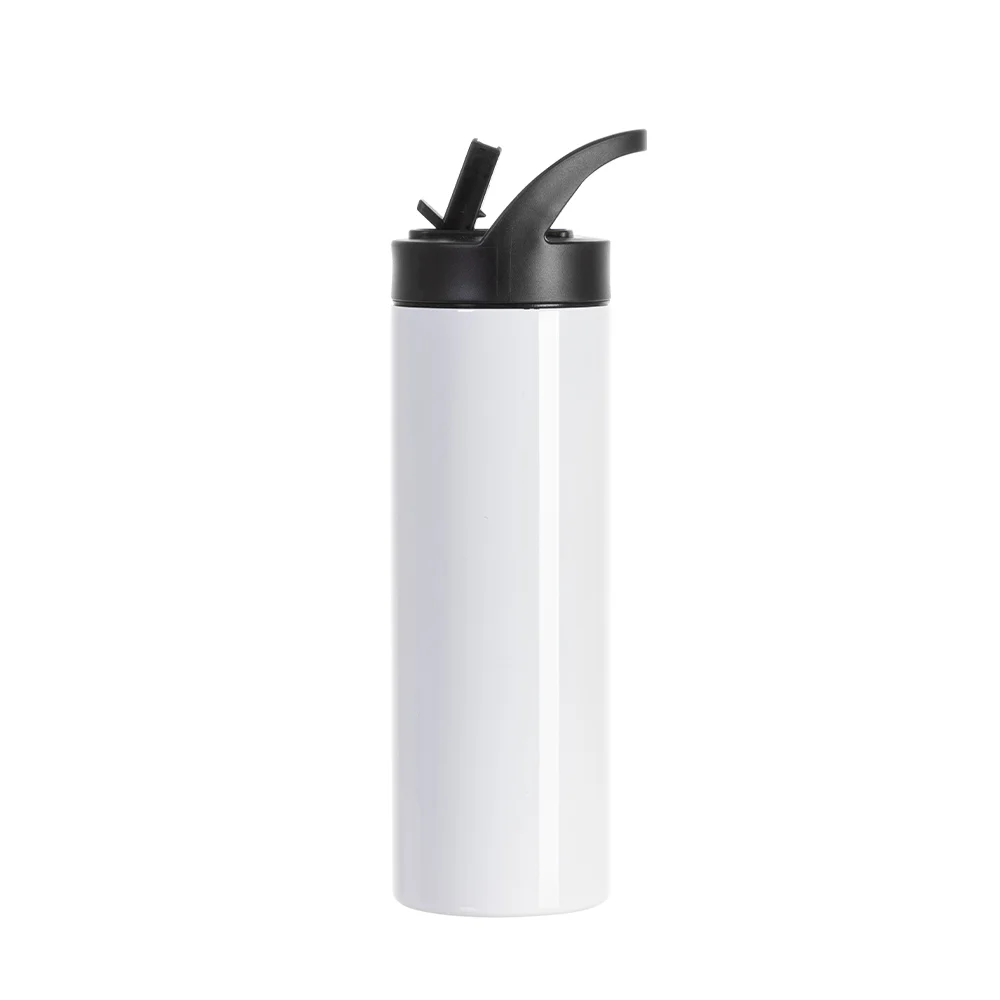 20OZ 600ml Stainless Steel Skinny Tumbler with Black Portable Straw Lid (Glossy White) thumbnail 7