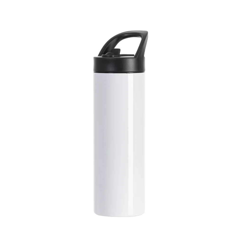 20OZ 600ml Stainless Steel Skinny Tumbler with Black Portable Straw Lid (Glossy White)