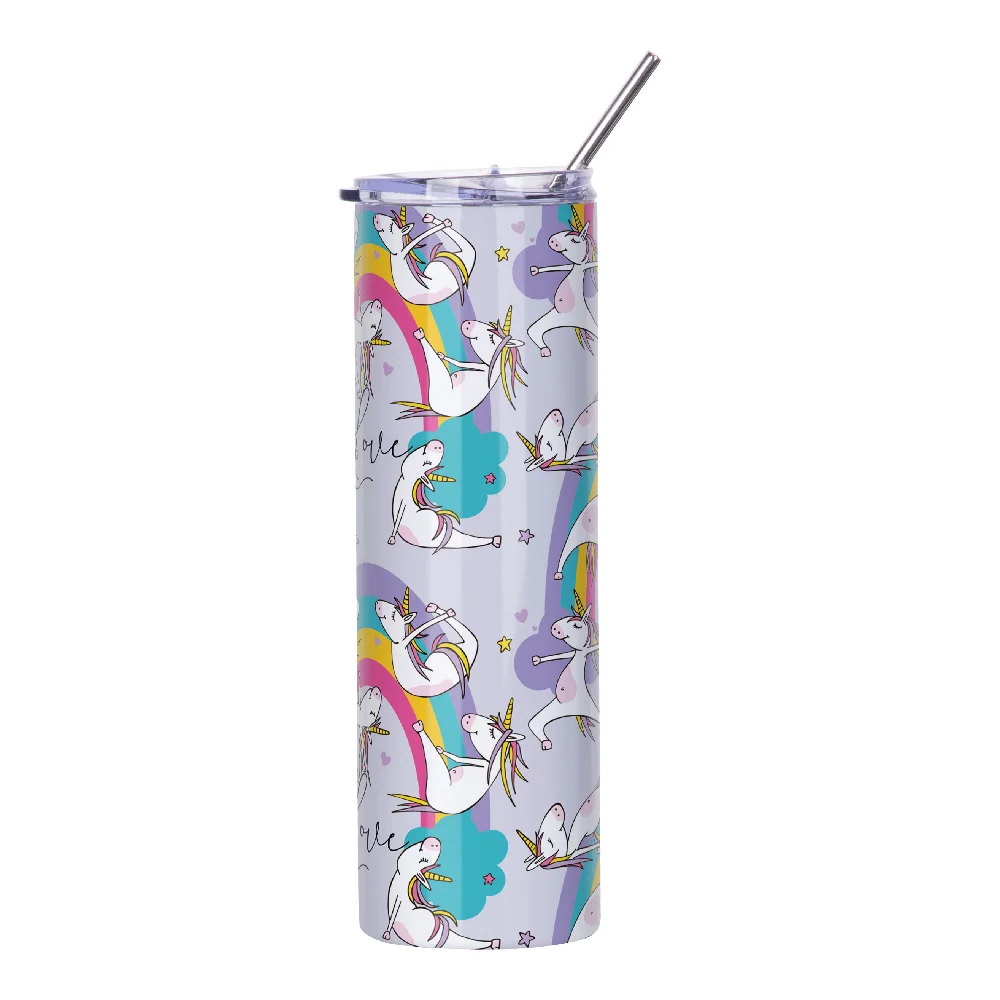 30OZ 900ml Stainless Steel Sublimation Skinny Tumbler with Straw (Glossy White)