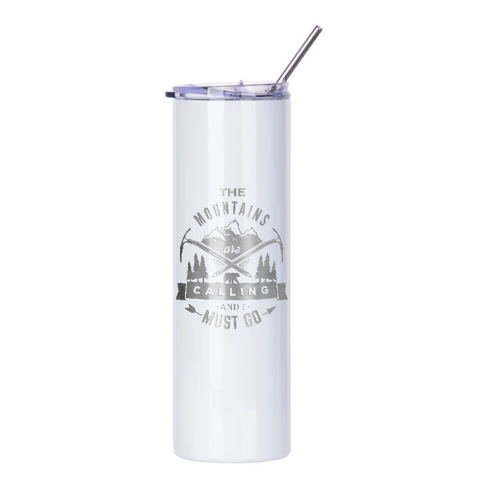 30OZ 900ml Stainless Steel Sublimation Skinny Tumbler with Straw (Glossy White) thumbnail 3