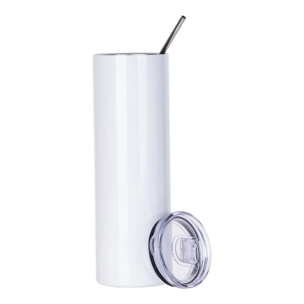 30OZ 900ml Stainless Steel Sublimation Skinny Tumbler with Straw (Glossy White) thumbnail 5
