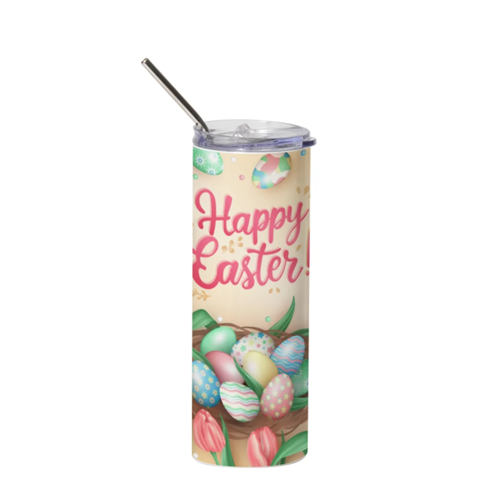 20OZ 600ml Stainless Steel Sublimation Skinny Tumbler with Straw (Glossy White)
