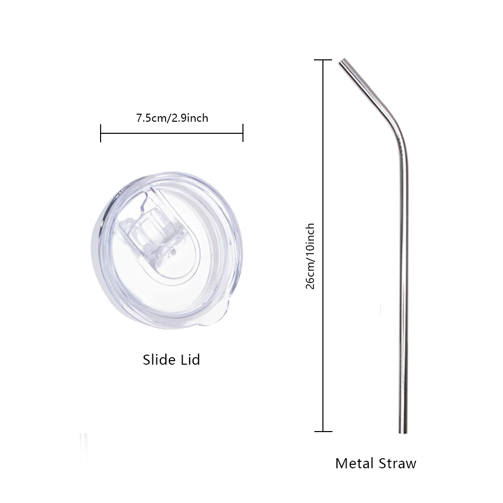 20OZ 600ml Stainless Steel Sublimation Skinny Tumbler with Straw (Glossy White) thumbnail 6