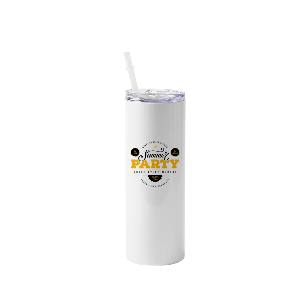 20OZ 600ml Stainless Steel Tumbler with Plastic Straw & Slider Lid thumbnail 3