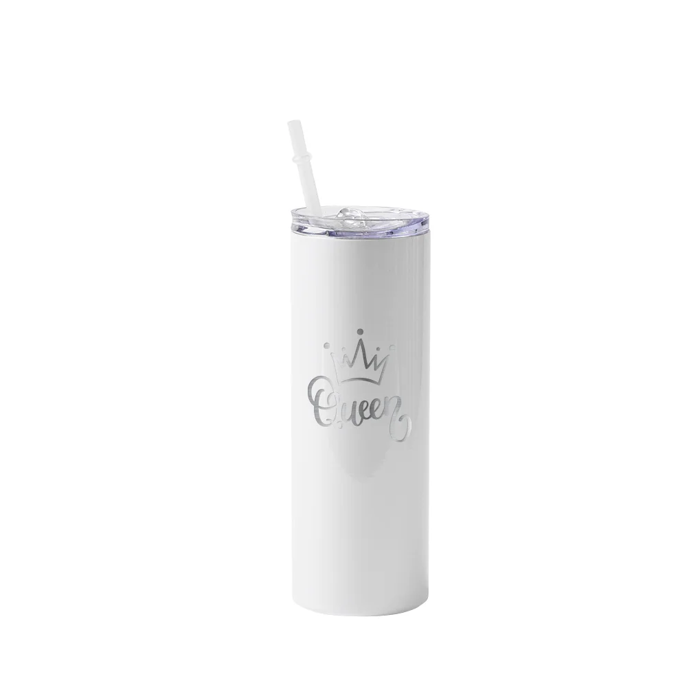 20OZ 600ml Stainless Steel Tumbler with Plastic Straw & Slider Lid thumbnail 4