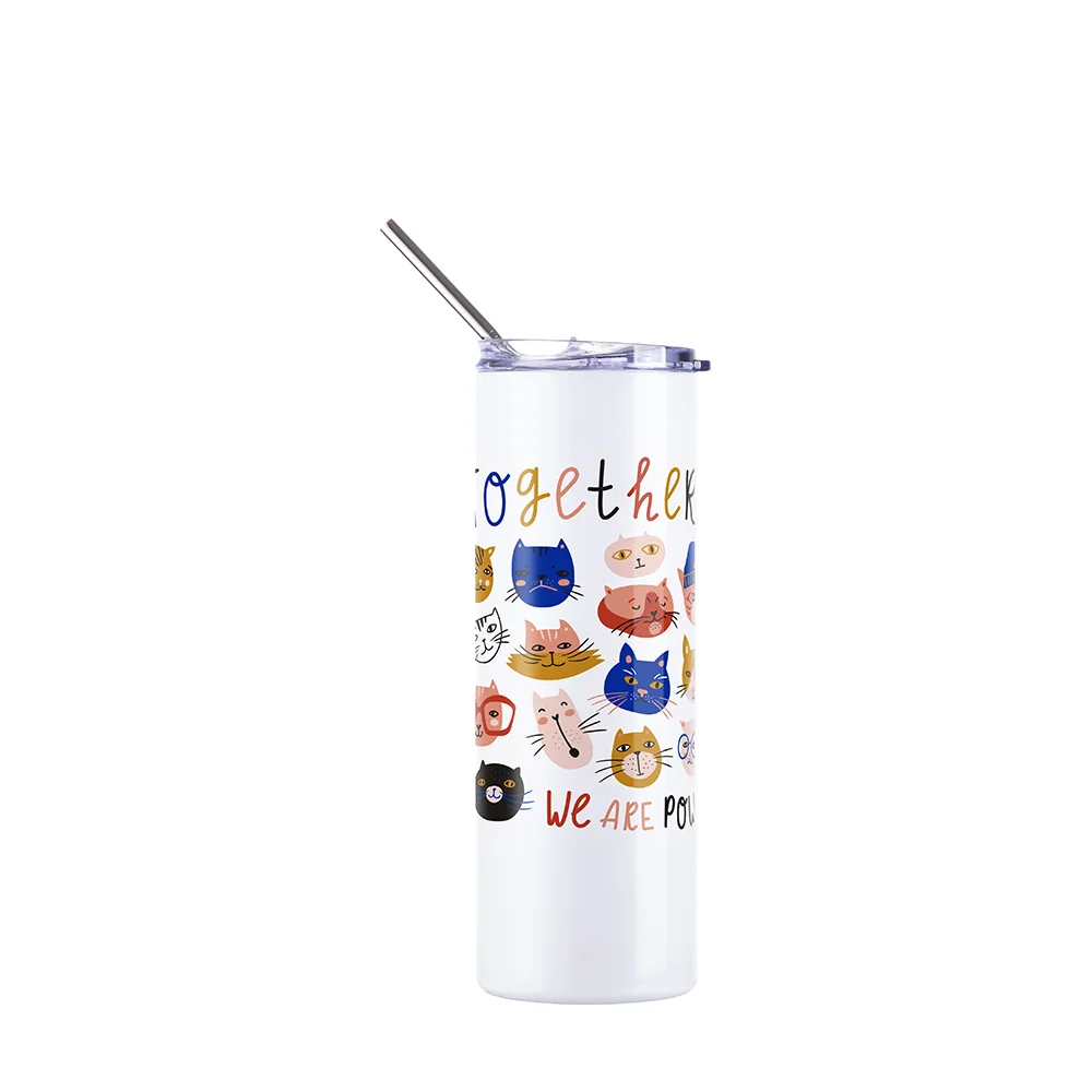 Color Changing Tumbler with Straw(20oz/600ml,Sublimation blank,White-Blue) thumbnail 3
