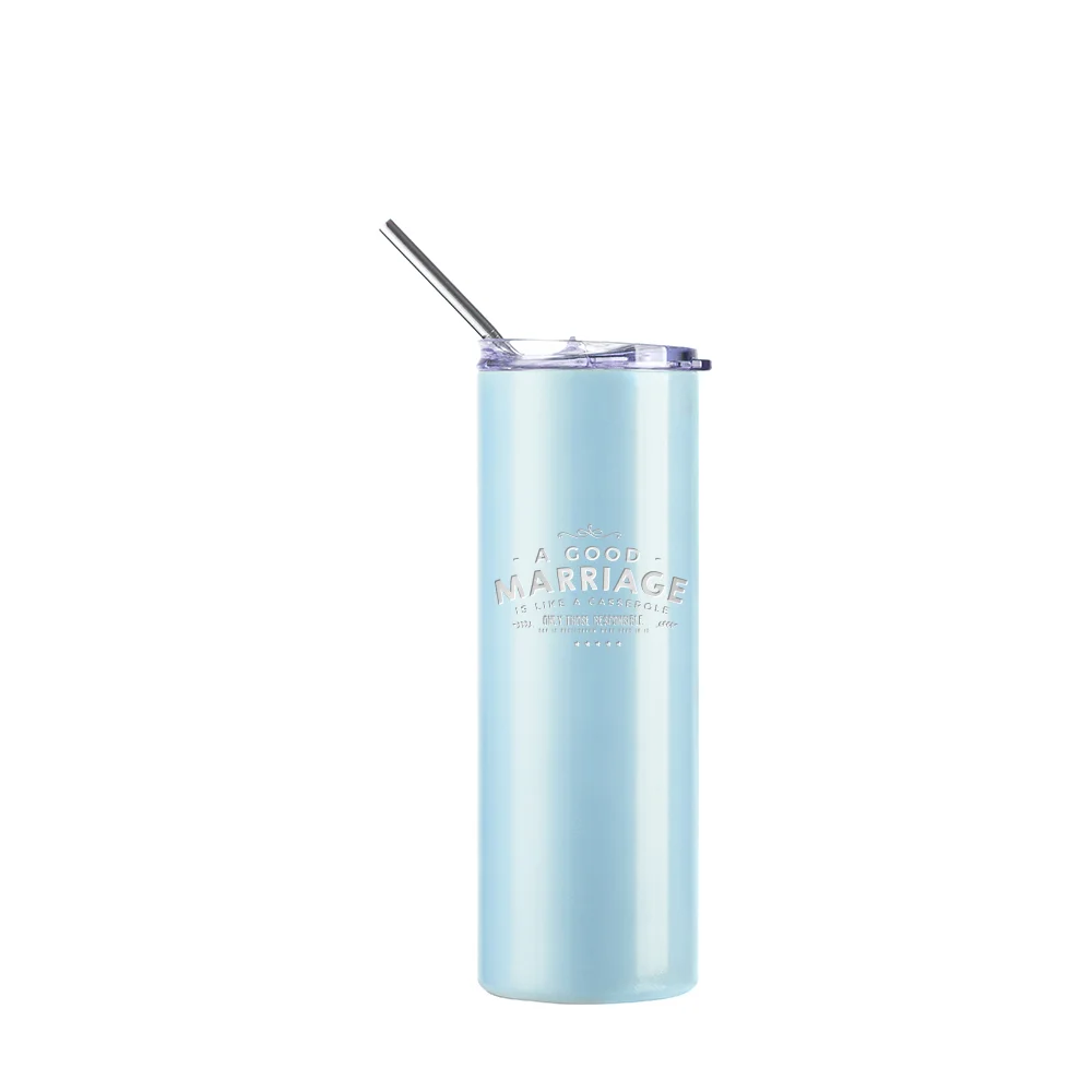 Color Changing Tumbler with Straw(20oz/600ml,Sublimation blank,White-Blue) thumbnail 9