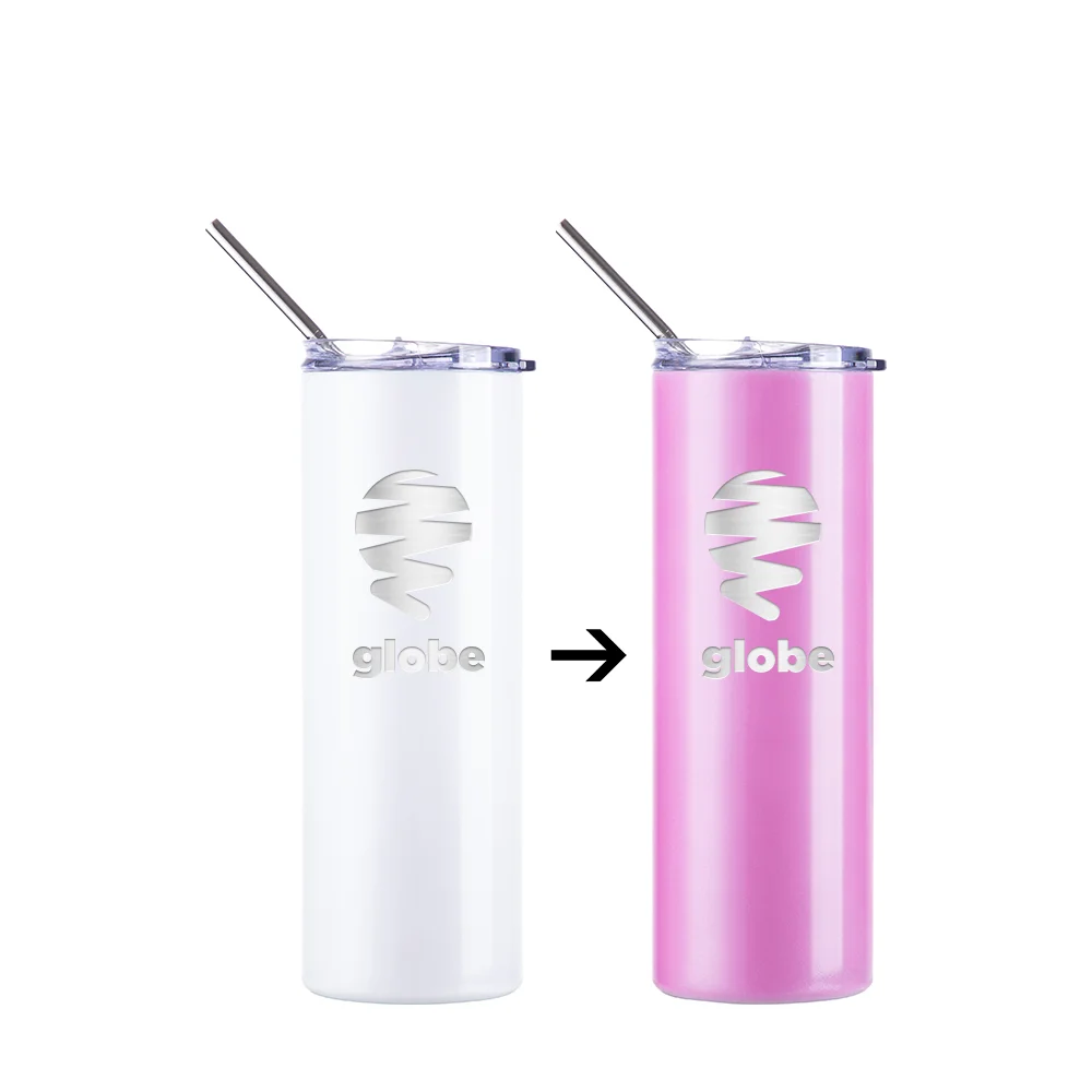 Color Changing Tumbler with Straw(20oz/600ml,Sublimation blank,White-Red) thumbnail 4